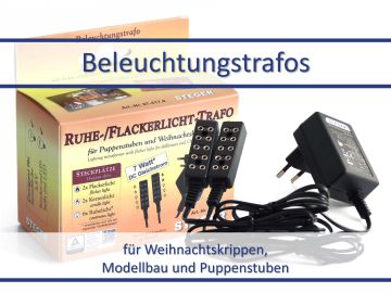 3,5Volt-7 Watt Kahlert Steger Ruhe-Flackerlicht-Trafo für Puppenhäuser/Krippen 